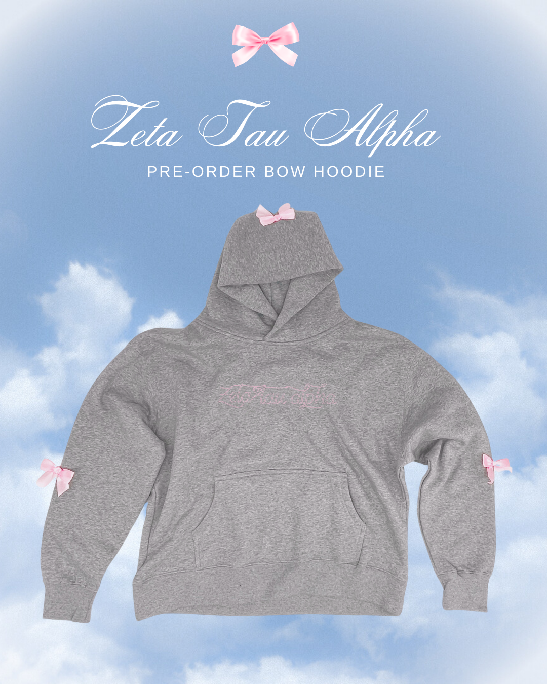 UTK Zeta Tau Alpha Bow Embroidery Hoodie Pre Order